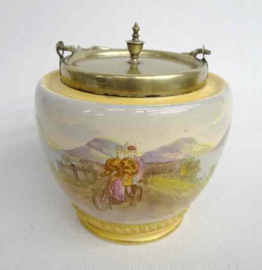 Appraisal: Cracker jar ''tandem riders'' good cond '' ht