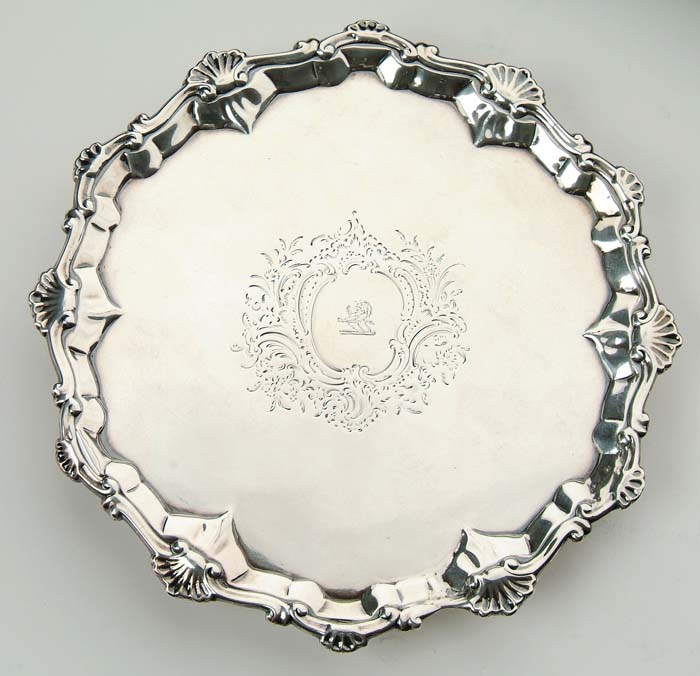 Appraisal: EARLY GEORGE III SILVER SALVER Ebenezer Coker London Small salver