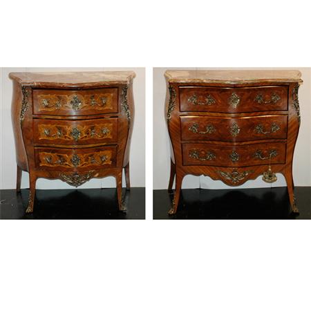 Appraisal: Two Louis XV Style Metal Mounted Parquetry Inlaid Mahogany Commodes