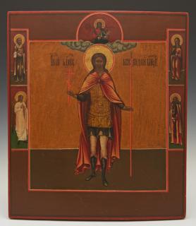 Appraisal: Russian Icon of Saint Andre flanked by selected Sa Russian