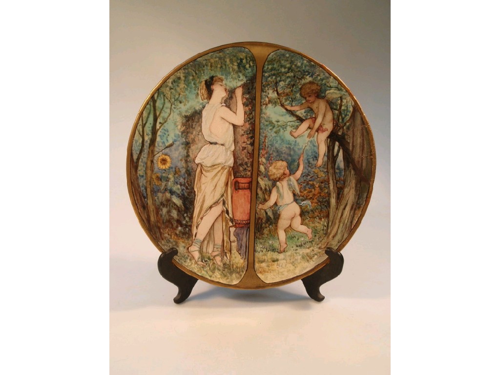 Appraisal: A late thC Minton Pottery plaque painted with two half-round