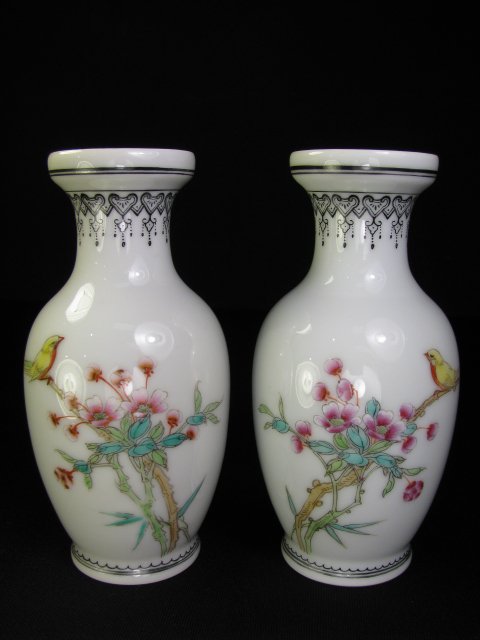 Appraisal: Pair small Chinese porcelain vases signed hand painted with floral