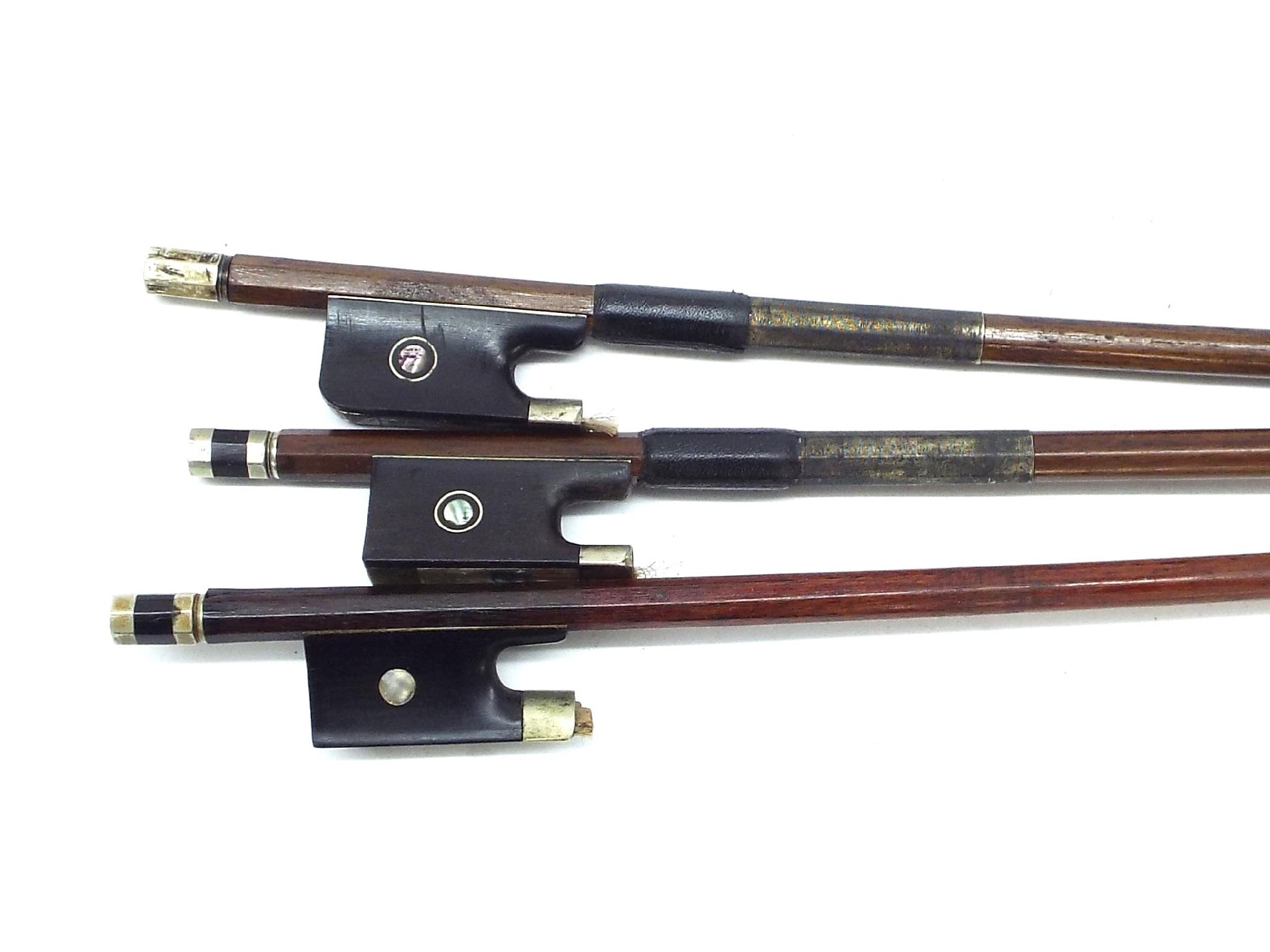 Appraisal: Silver mounted violin bow stamped Collin-Mezin gm unhaired also another