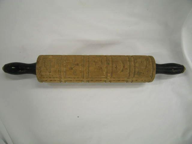 Appraisal: Victorian Incised Wooden Rolling Pin with designs long