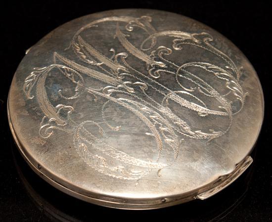 Appraisal: Mexican silver lady's compact engraved C B M with mirror