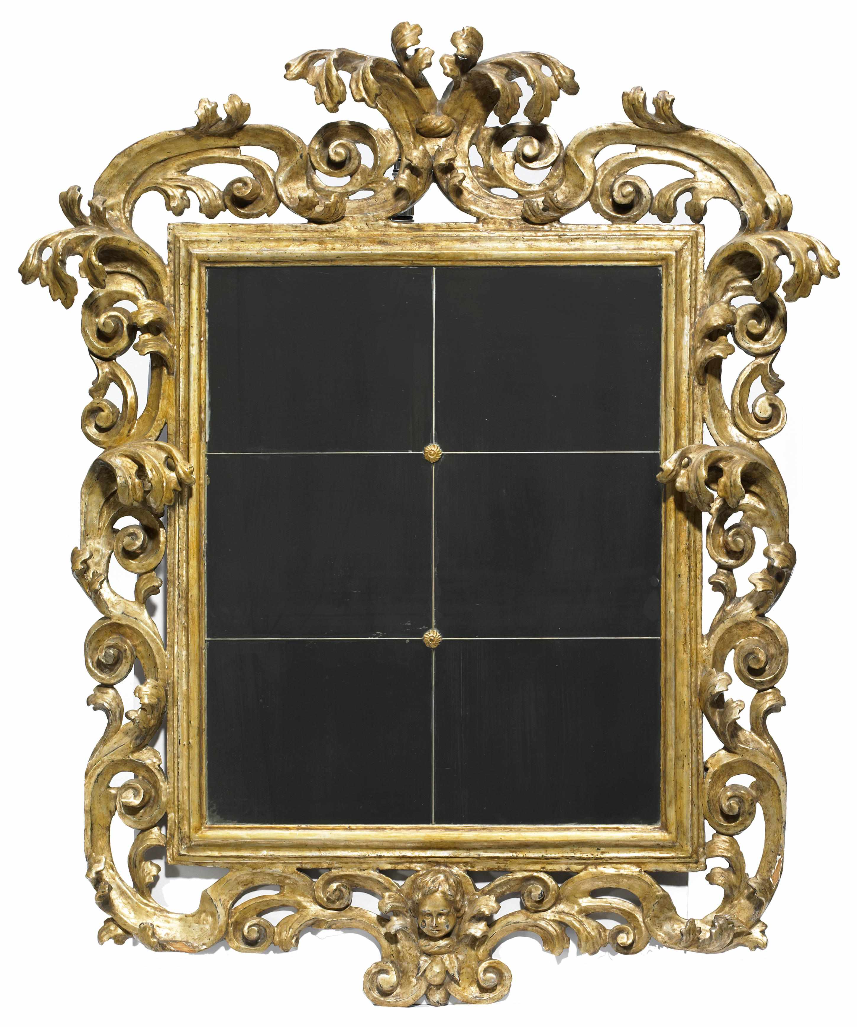 Appraisal: An Italian Rococo carved giltwood mirror mid th century height