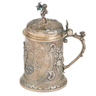 Appraisal: GERMAN SILVER REPOUSSE TANKARD Small tankard with a reserve of