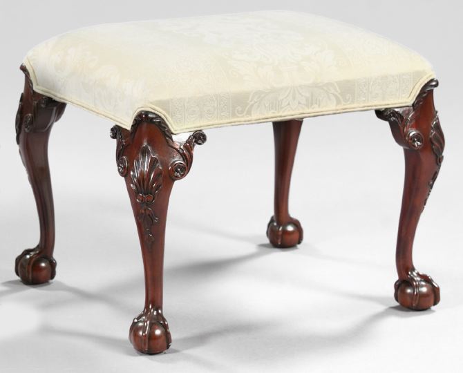 Appraisal: George III-Style Mahogany Stool the padded rectangular top raised on