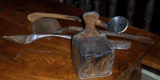 Appraisal: Three large African tribal spoons cm long and smaller with