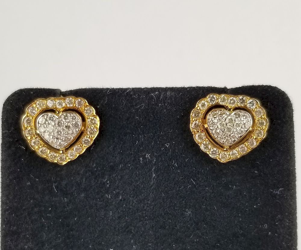 Appraisal: Pair of Gold Diamond Heart Earrings Total Weight g Condition