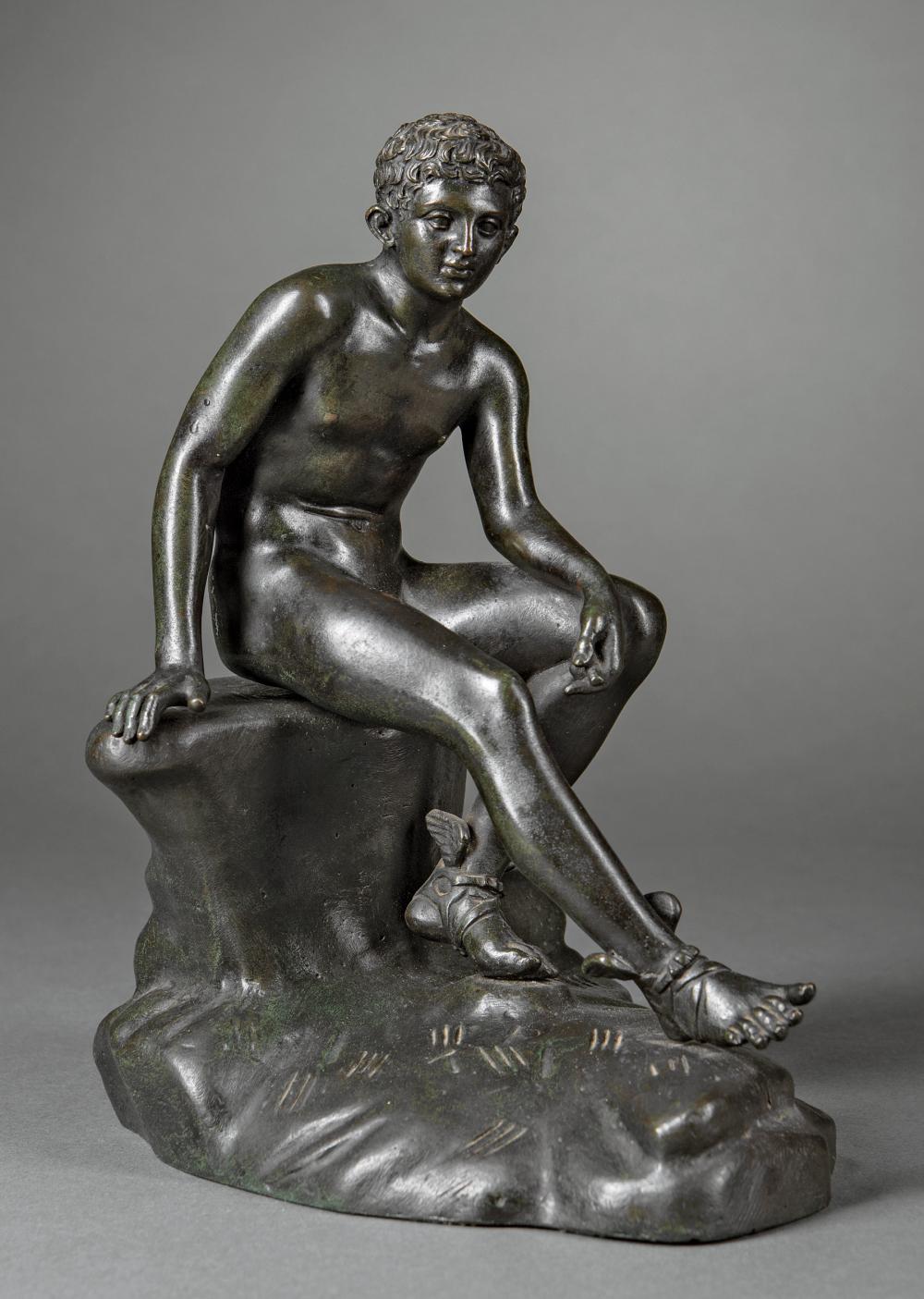 Appraisal: Bronze Figure of Seated Mercury after the antique in the