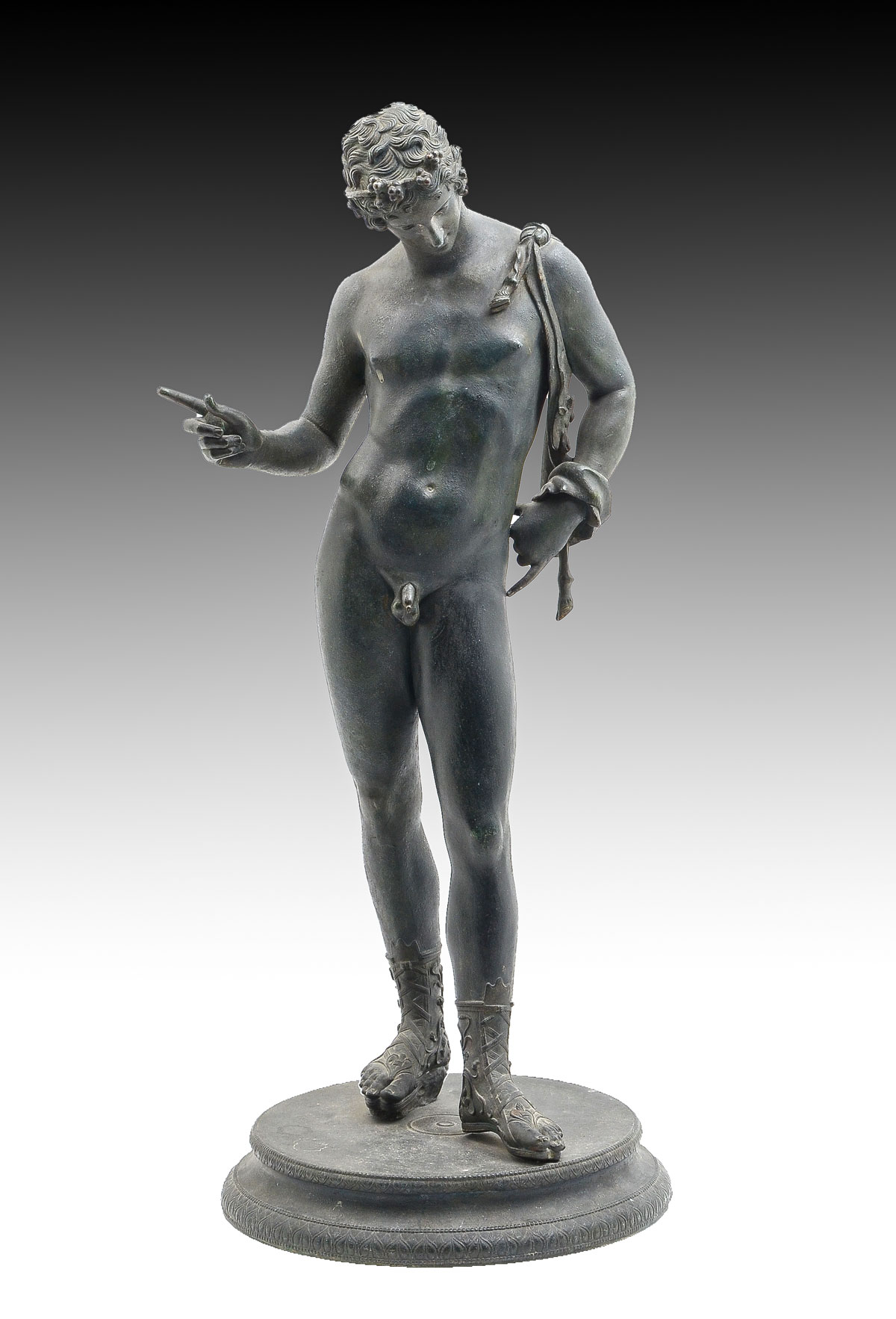 Appraisal: GRAND TOUR NARCISSUS BRONZE Patinated Bronze of Nude Man Standing