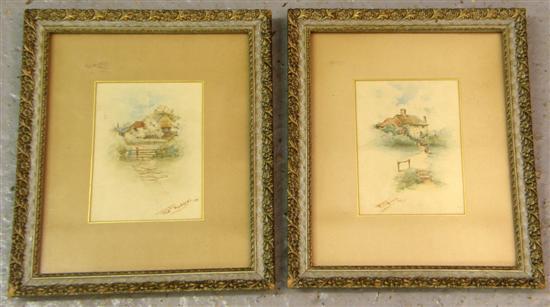 Appraisal: Fred Richards pair of watercolours village lanes signed dated h