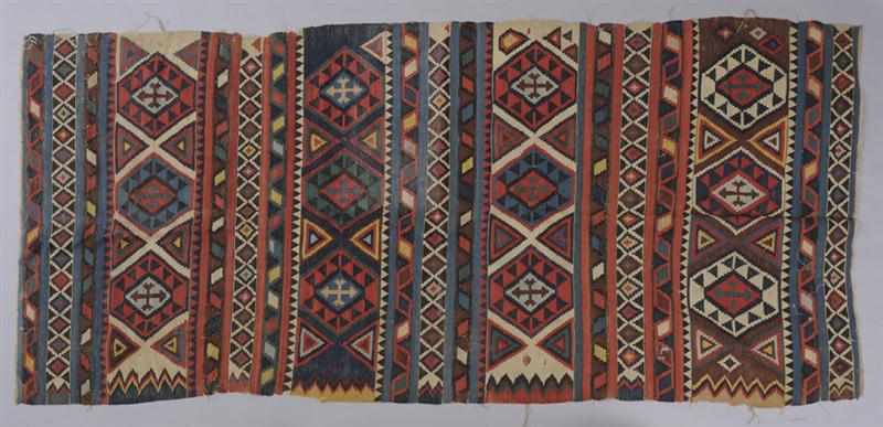 Appraisal: CAUCASIAN KILIM Worked with rows of hexagons diamond and zig-zag