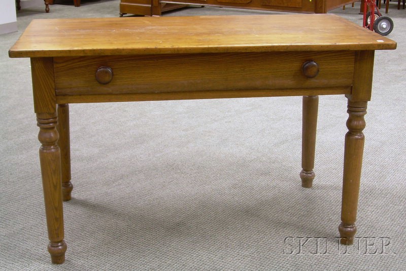 Appraisal: Country Pine and Oak Side Table with Drawer Provenance Collection