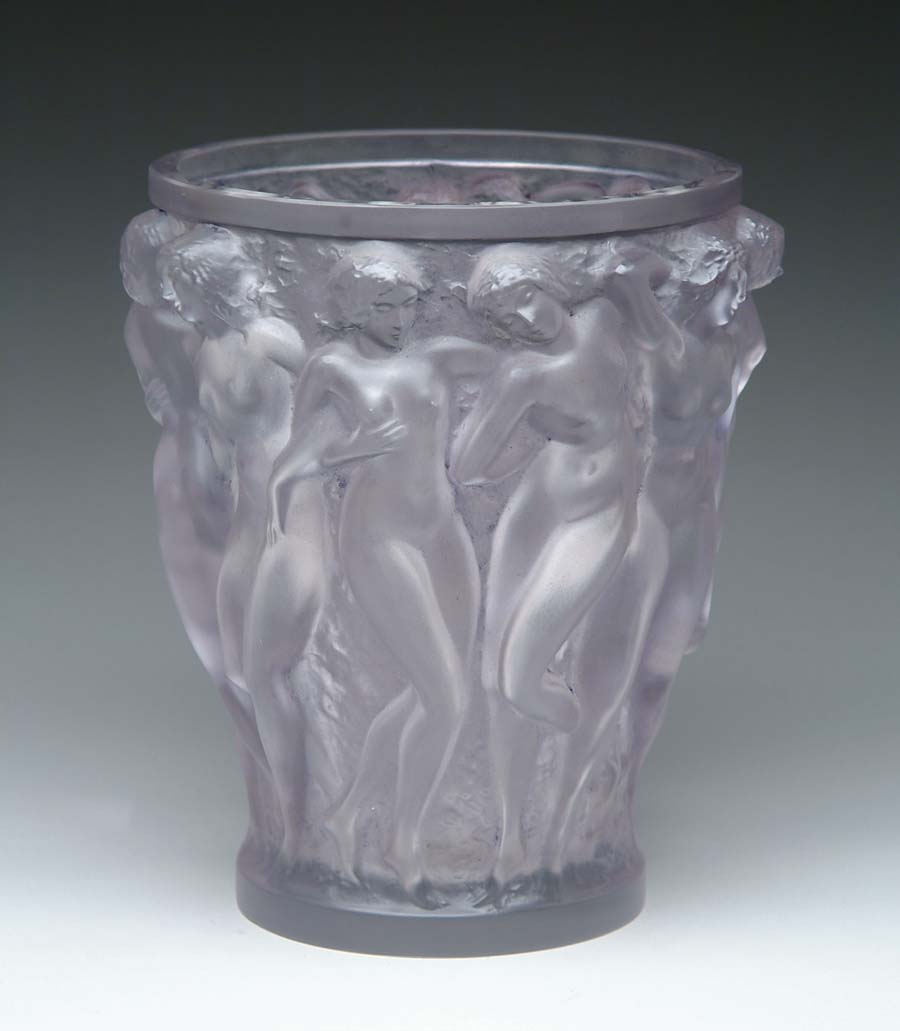 Appraisal: LALIQUE BACCHANTES VASE Wonderful Lalique vase is surrounded by high