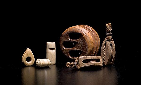 Appraisal: WHALE BONE SAILORS' WHISTLES AND WOODEN RIGGING American ca Sailor