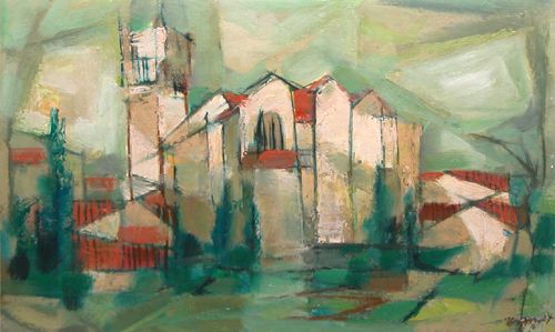 Appraisal: Artist Van Zandt Title Cubist Cathedral Date Medium oil on