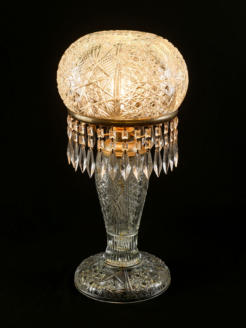 Appraisal: LARGE CUT GLASS LAMP Large glass base lamp having a