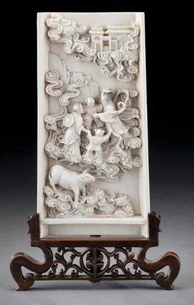 Appraisal: Chinese carved ivory table screen International shipping IS NOT available