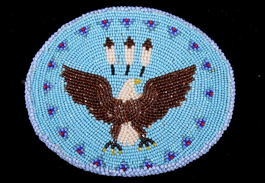 Appraisal: Crow Indian Eagle Beaded Round Belt Buckle For sale in