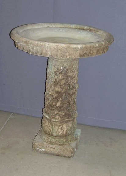 Appraisal: Cast Concrete Birdbath with Vine Pedestal Measures high Manufactured in