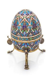 Appraisal: A Russian Enameled Silver Egg Mark of Ivan Khlebnikov with