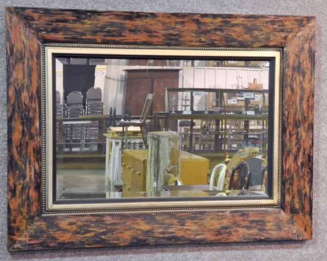 Appraisal: Framed Wall MirrorWith rustic grain finished frame x