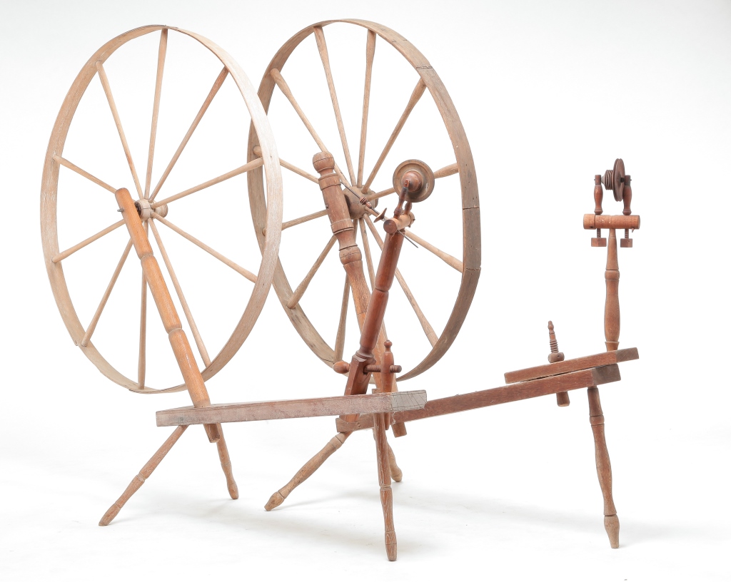 Appraisal: TWO AMERICAN WALKING WHEELS Nineteenth century oak and maple Large