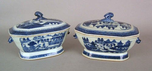 Appraisal: Two Chinese export Canton covered tureens th c h w