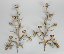 Appraisal: Gilt Metal Flower Sconces ca Early th Century A pair