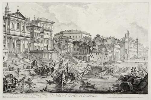 Appraisal: GIOVANNI B PIRANESI Veduta del Porto di Ripetta Etching x