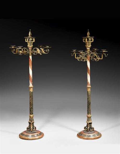 Appraisal: PAIR OF POLYCHROME PAINTED WOODEN LIGHTS Renaissance style German th