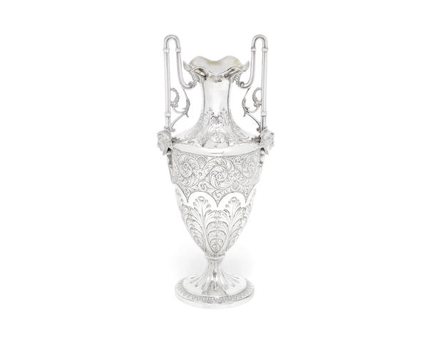 Appraisal: A Victorian silver two-handle vase by James Deakin Sons London