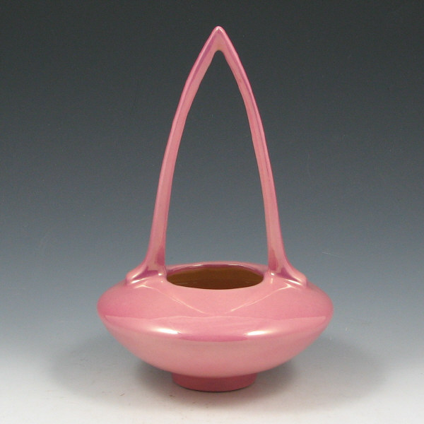 Appraisal: Roseville Lustre - Basket - Mint Roseville pink Lustre -