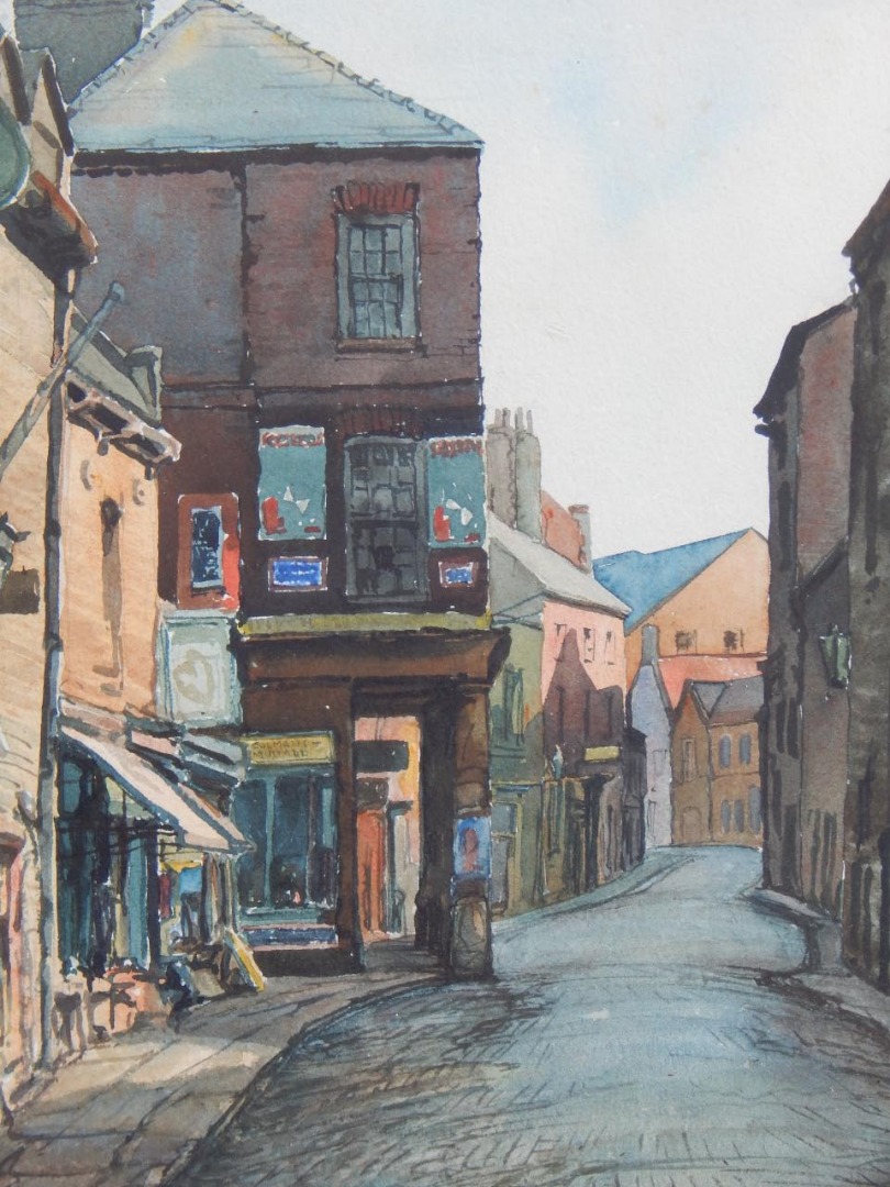 Appraisal: J W Bramham thC Street scene watercolour signed cm x