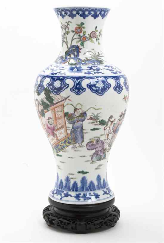 Appraisal: A Chinese Porcelain Baluster Vase having polychrome decoration depicting a