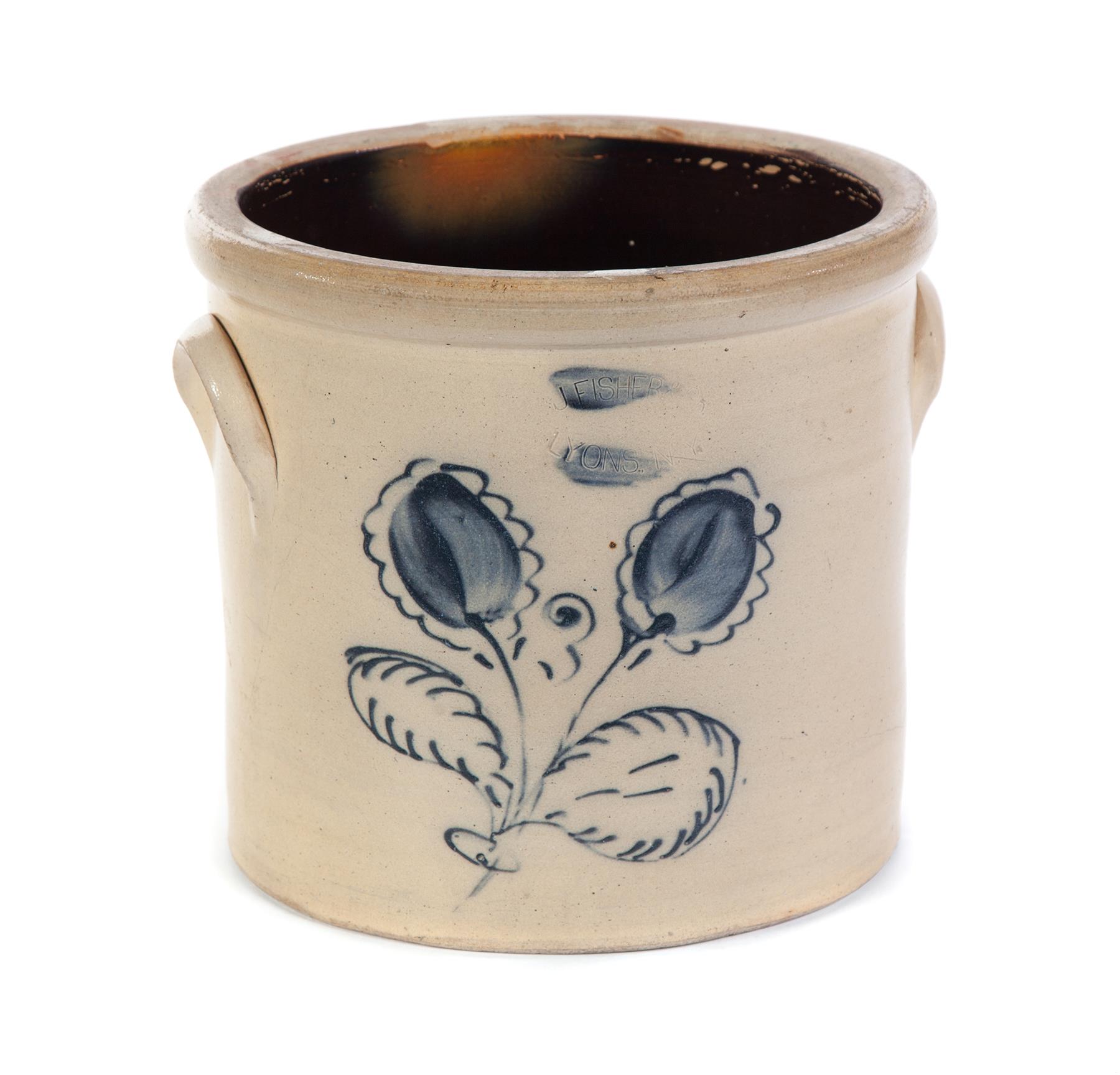 Appraisal: NEW YORK STONEWARE CROCK Second half- th century Double handles