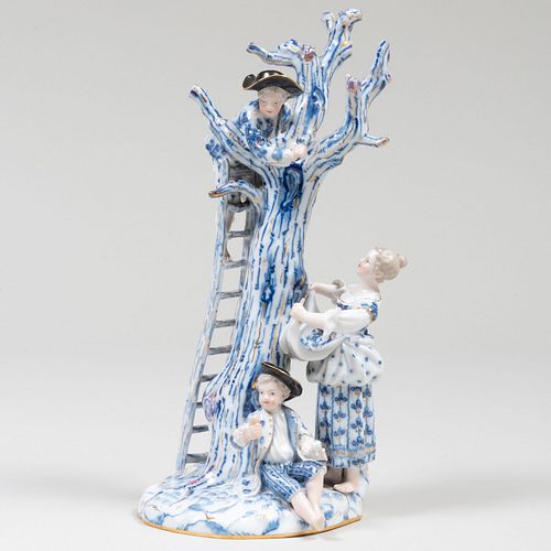 Appraisal: MEISSEN PORCELAIN FIGURAL GROUP OF APPLE PICKINGBlue crossed sword marks