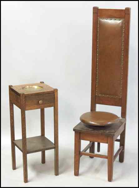 Appraisal: MISSION STYLE HIGH BACK SIDE CHAIR Together with a mission