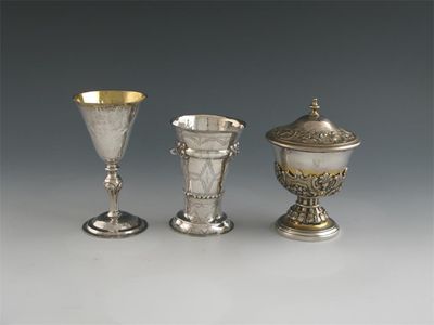 Appraisal: A continental silver and parcel-gilt goblet unmarked probably early th