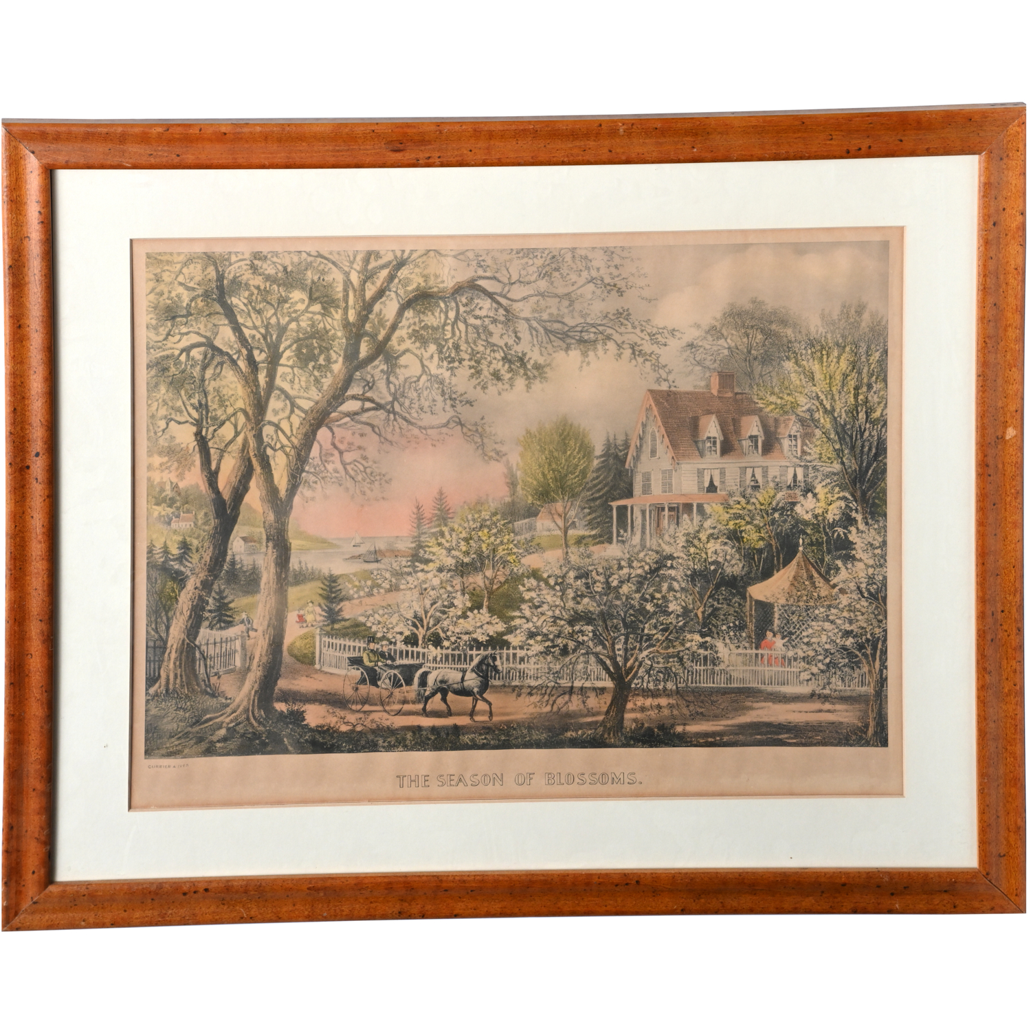 Appraisal: CURRIER IVES LITHOGRAPH Currier Ives The Season of Blossoms colored