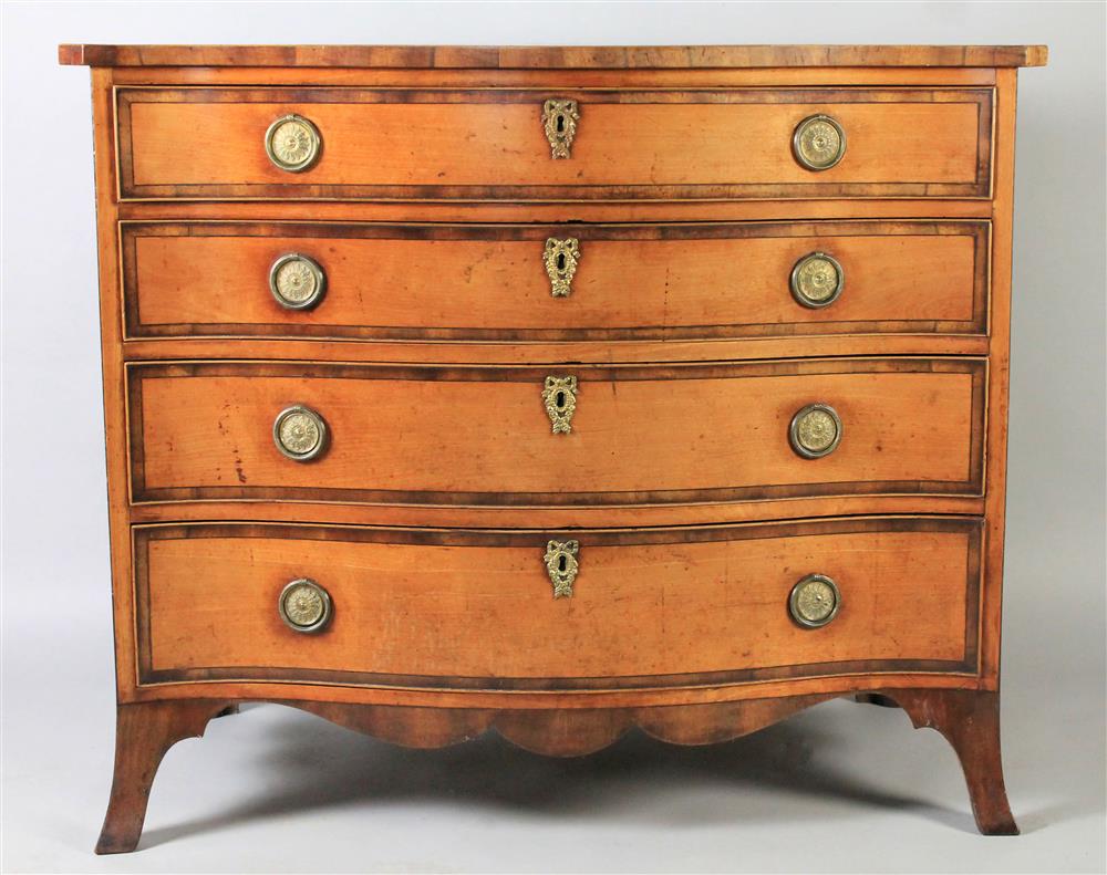 Appraisal: GEORGE III STYLE INLAID SATINWOOD SERPENTINE-FRONTED DRESSING TABLE similar to