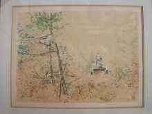 Appraisal: A Chinese lithograph by Chi Chen of a horse drawn