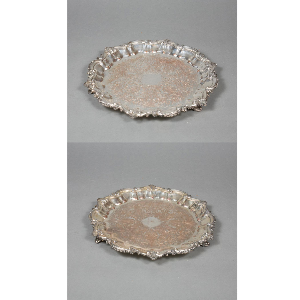 Appraisal: Group of Seven Silver Plated Trays Diameter of largest inches