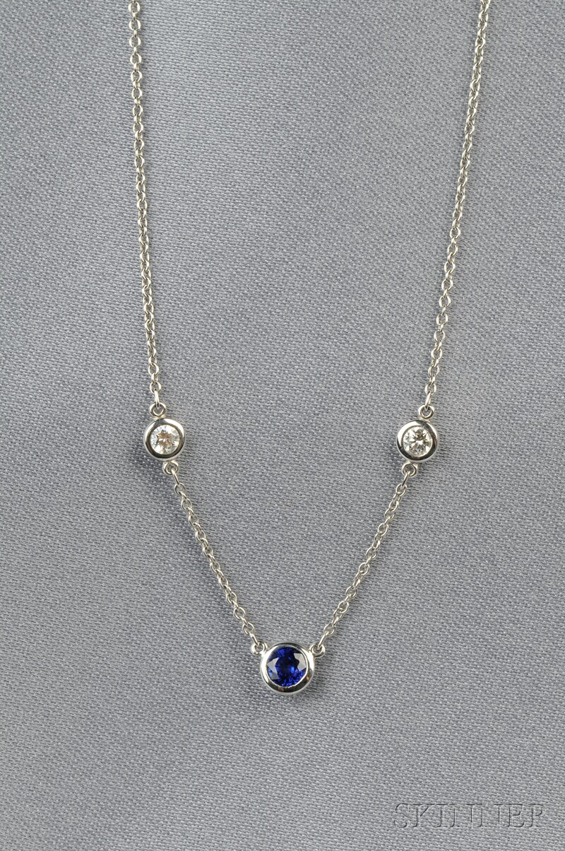 Appraisal: Platinum Sapphire and Diamond Diamonds by the Yard Necklace Elsa