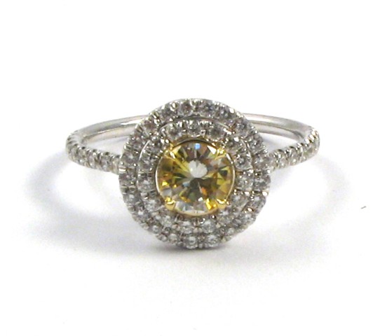 Appraisal: FANCY YELLOW DIAMOND RING WITH APPRAISAL The k white gold