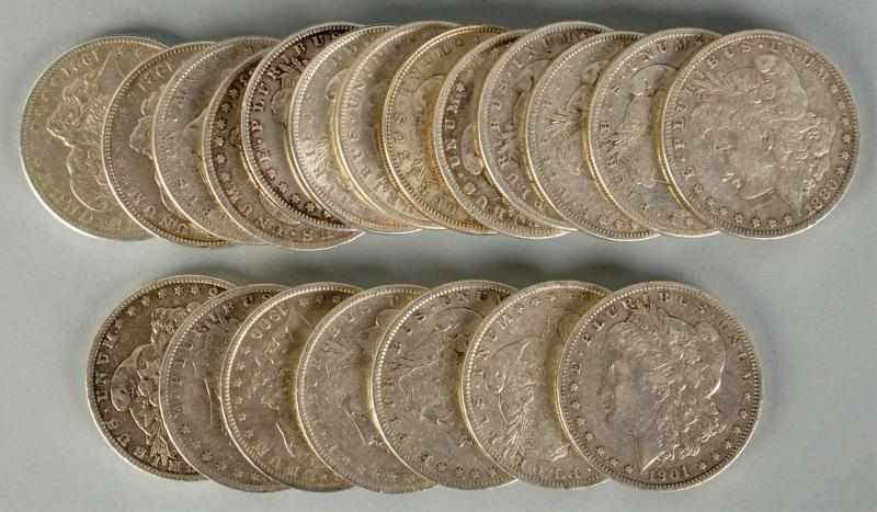 Appraisal: Lot of Morgan Silver Dollars Description Common dates in very