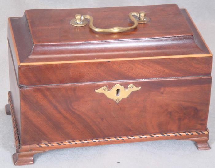 Appraisal: Inlaid mahogany Georgian dresser box OG feet th c English