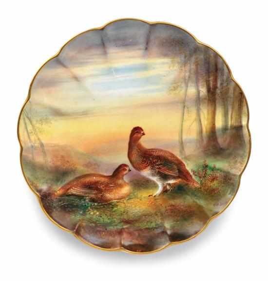 Appraisal: A hand painted porcelain plate Signed W A E Birkbeck